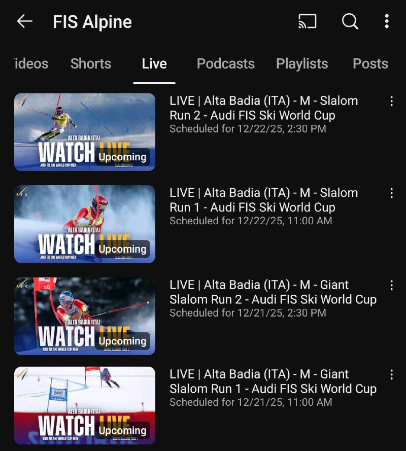 Alta Badia Italia - Alppihiihdon maailmancup live streamien aikataulu