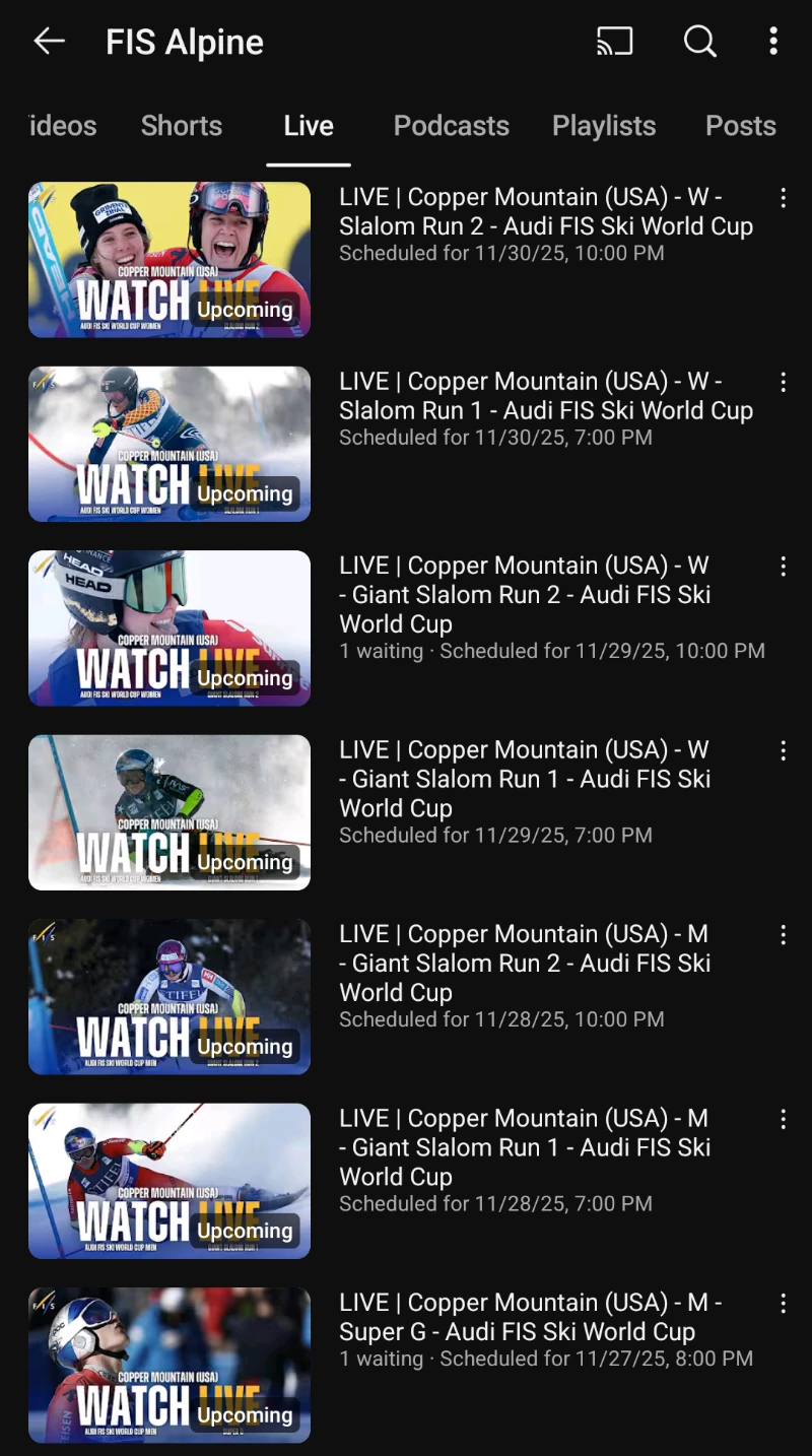 Copper Mountain Yhdysvallat - Alppihiihdon maailmancup live streamien aikataulu