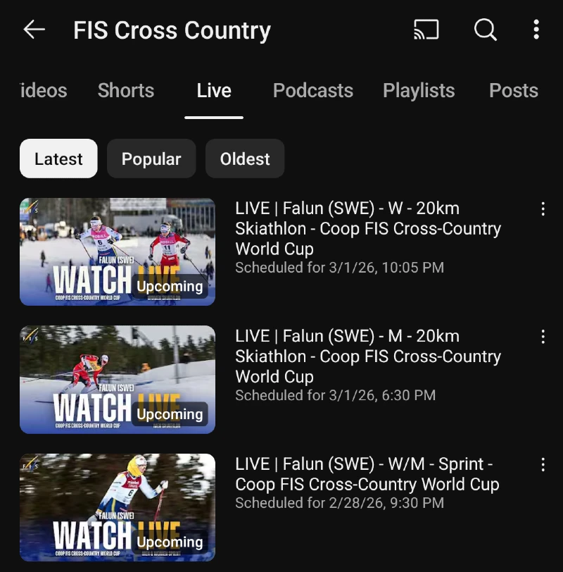Falun Ruotsi - Maastohiihdon maailmancup live streamien aikataulu