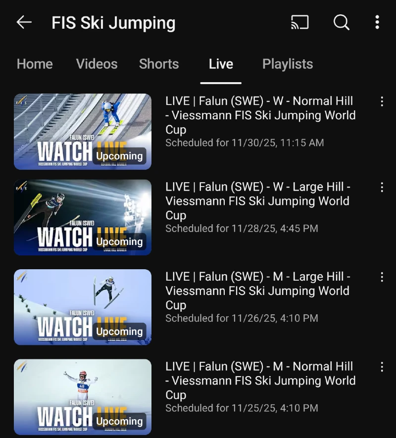 Falun Ruotsi - Mäkihypyn maailmancup live streamien aikataulu
