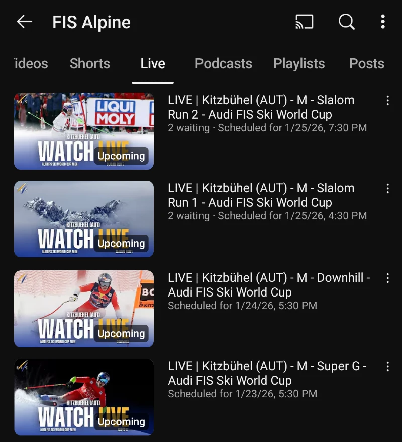 Kitzbühel Itävalta - Alppihiihdon maailmancup live streamien aikataulu