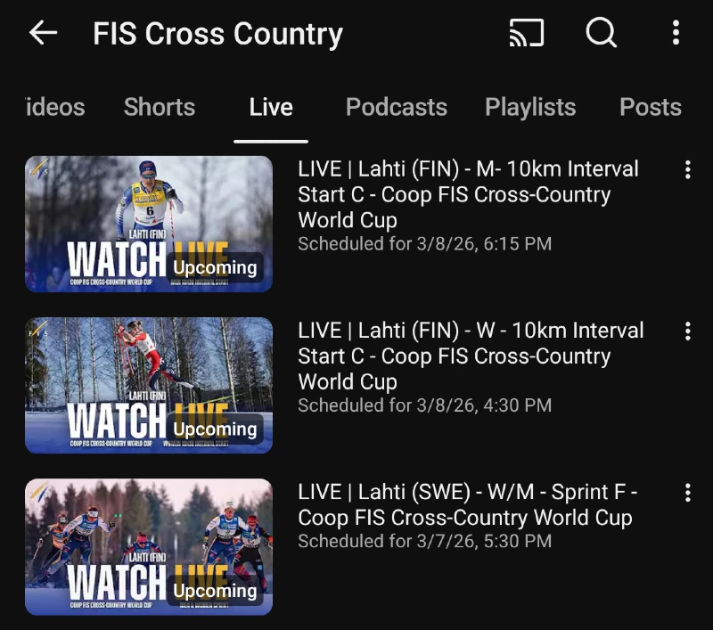 Lahti Suomi Salpausselän kisat - Maastohiihdon maailmancup live streamien aikataulu