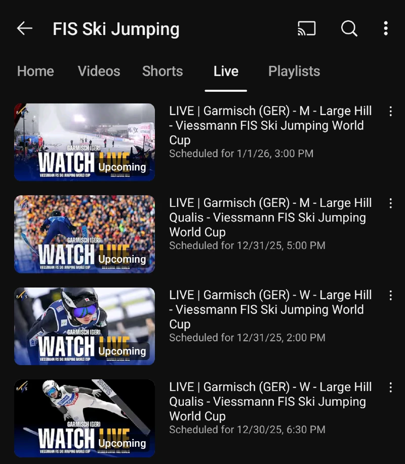 Mäkiviikko Garmisch-Partenkirchen Saksa - Mäkihypyn maailmancup live streamien aikataulu