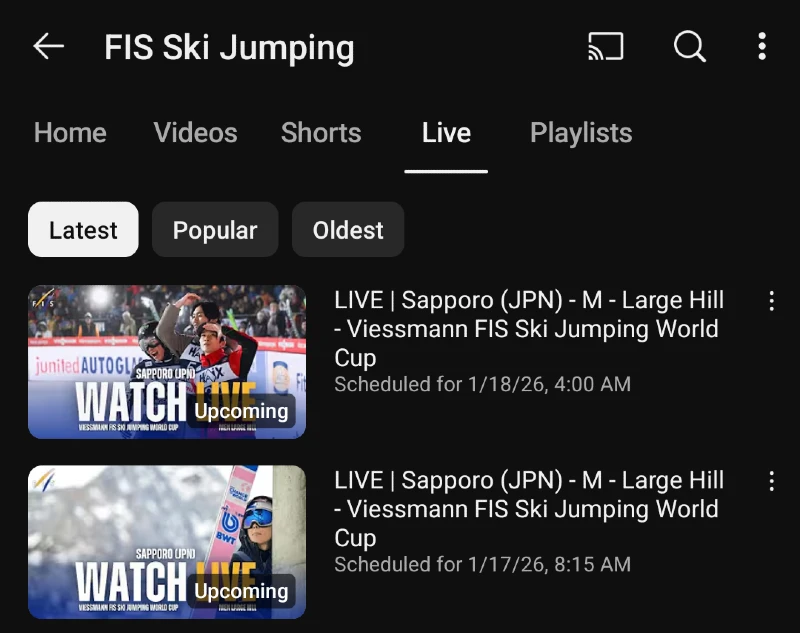 Sapporo Japani - Mäkihypyn maailmancup live streamien aikataulu