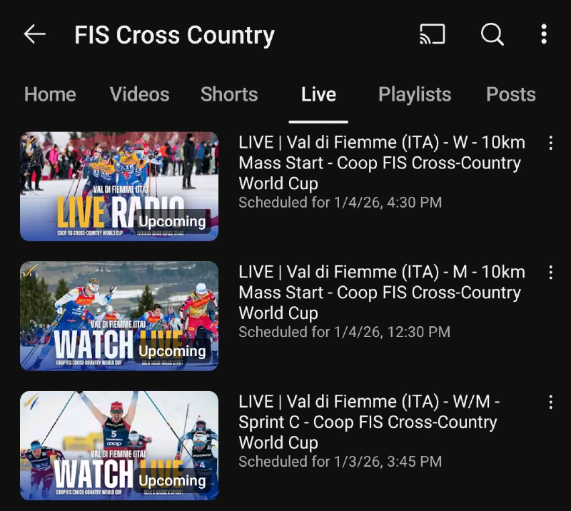 Tour de Ski Val Di Fiemme Italia 3.-4.1.2026 tv-lähetykset