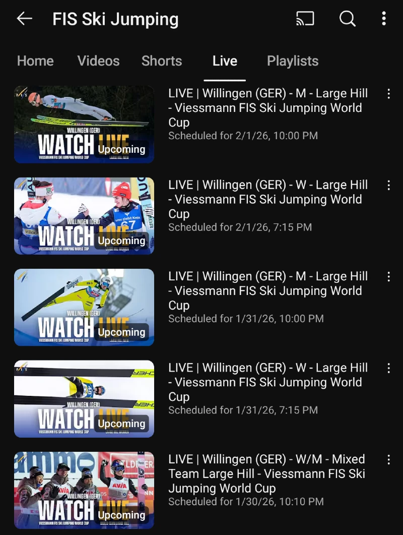 Willingen Saksa - Mäkihypyn maailmancup live streamien aikataulu
