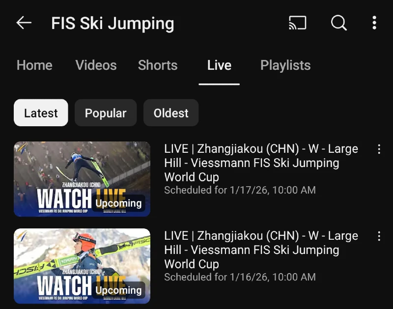 Zhangjiakou Kiina - Mäkihypyn maailmancup live streamien aikataulu