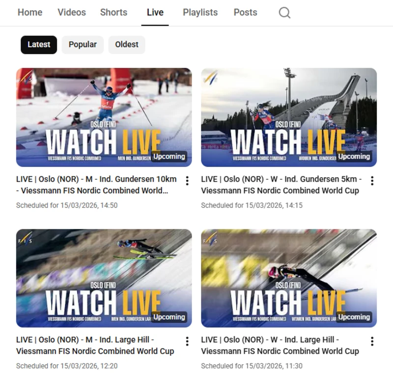 Oslo Norja - Yhdistetty Nordic Combined maailmancup live streamien aikataulu