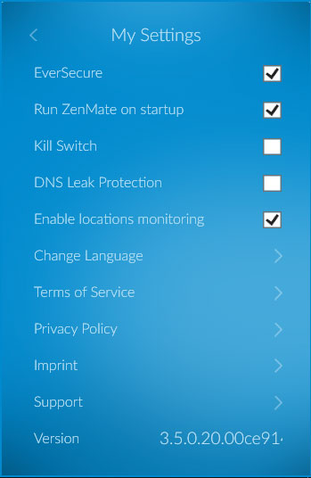 ZenMate VPN ominaisuudet